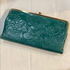 Hobo Lauren wallet - turquoise embossed leather